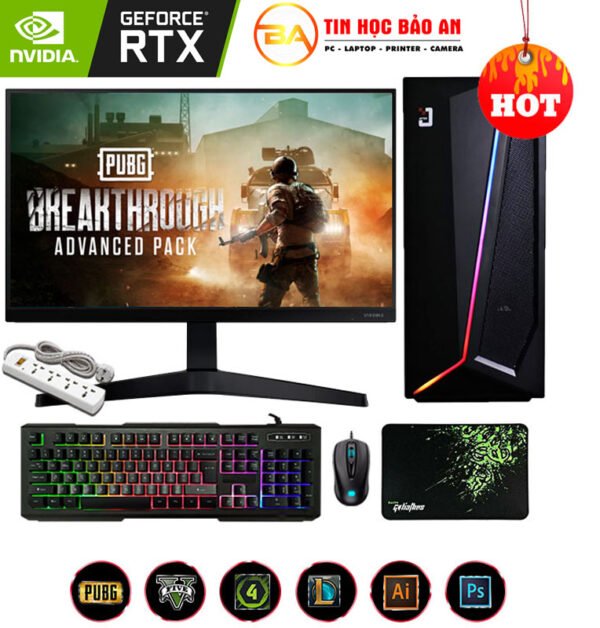 PC Gaming Máy Tính Văn Phòng i5 Gen4 8GB 120GB GTX1050TI 22Inches - Ảnh 2
