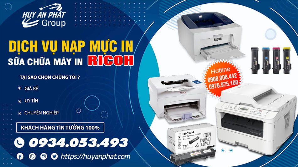 Dịch vụ Thay Mực máy in Ricoh Tận Nhà - Sửa Máy Tính 24h