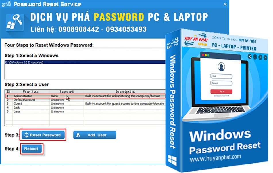 Phần mềm phá mật khẩu Windows