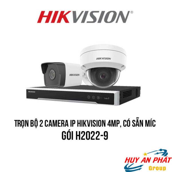 Lắp Đặt Trọn bộ 2 camera IP Hikvision 4MP [Có Sẵn Mic]