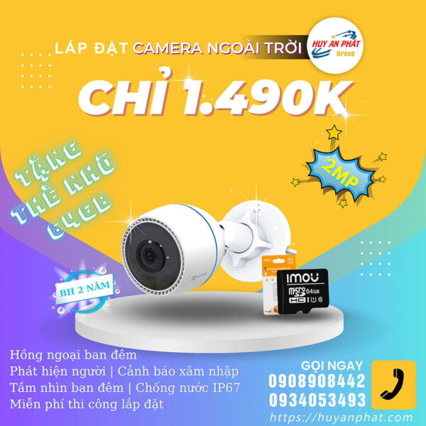 Camera Không Dây Wifi EZVIZ C3W 1080P 2MP Gắn Ngoài Trời