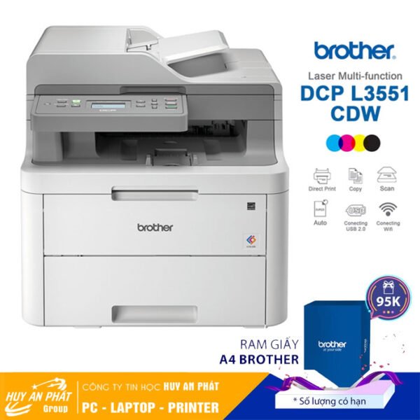Máy in Laser Màu Brother DCP-L3551CDW Đa Năng Wifi 2 Mặt