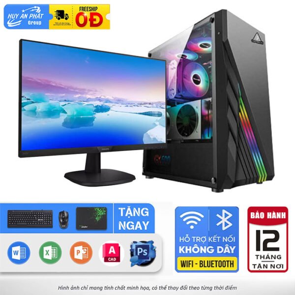 PC Gaming Máy Tính Văn Phòng i5 Gen4 8GB 120GB GTX1050TI 22Inches