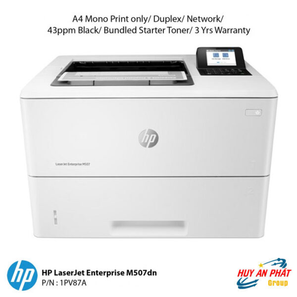 Máy in Laser HP LaserJet Enterprise M507DN in 2 Mặt Qua Mạng