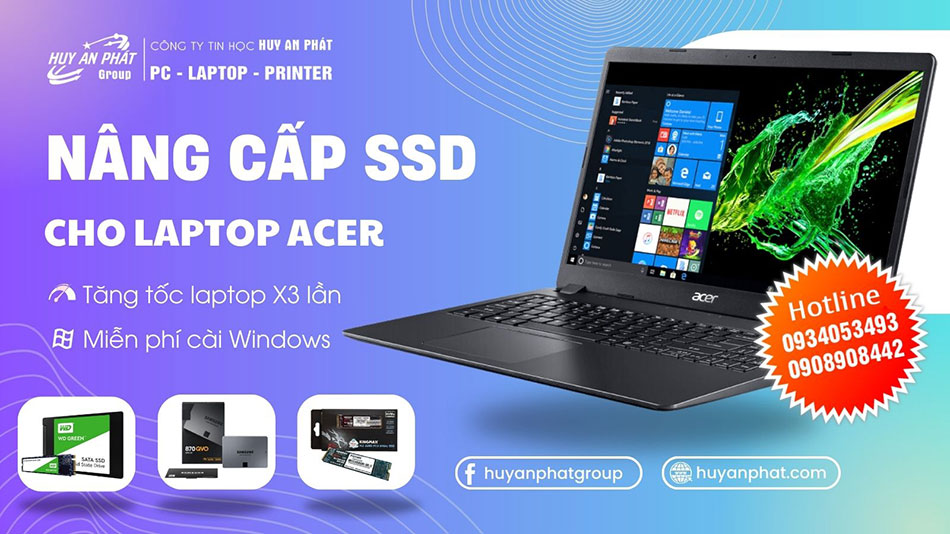 nang cap ssd laptop acer