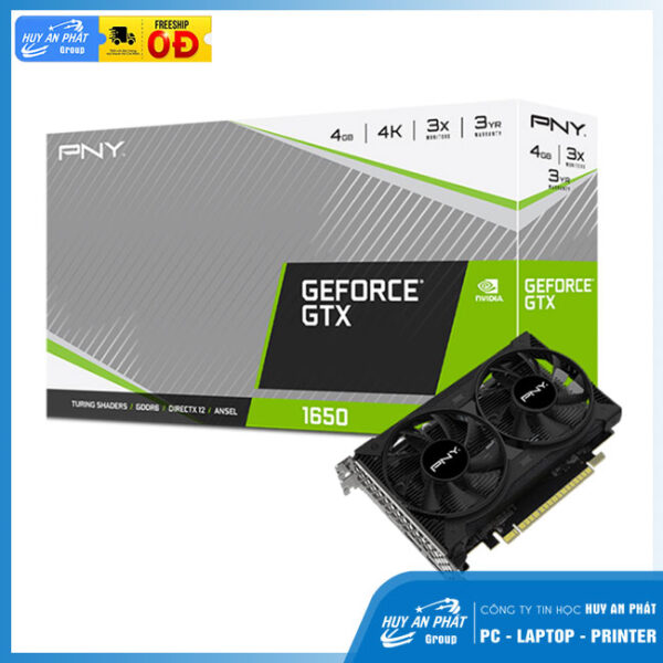 CARD MÀN HÌNH PNY GTX 1650-4GB DUAL FAN (4GB GDDR6, 128-BIT, HDMI+DP, 1X6-PIN)