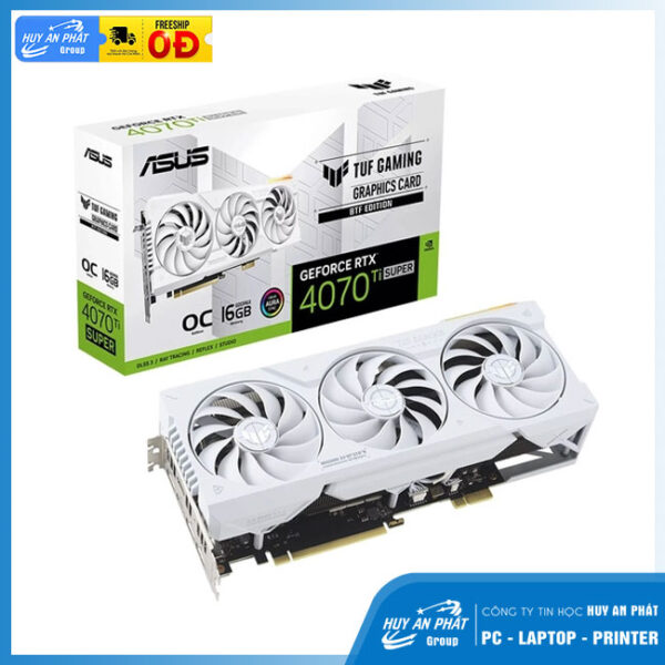 Card đồ họa Asus TUF Gaming GeForce RTX 4070 Ti SUPER White OC Edition (16GB/ GDDR6X/ 256 bit)