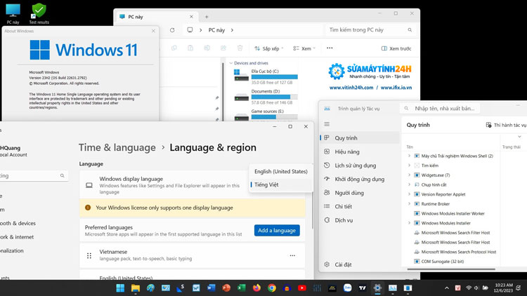 Tải HAPLanguageInstaller Cài Ngôn Ngữ Cho Máy Tính Tự Động 8 Giao diện Windows 11 tiếng Việt